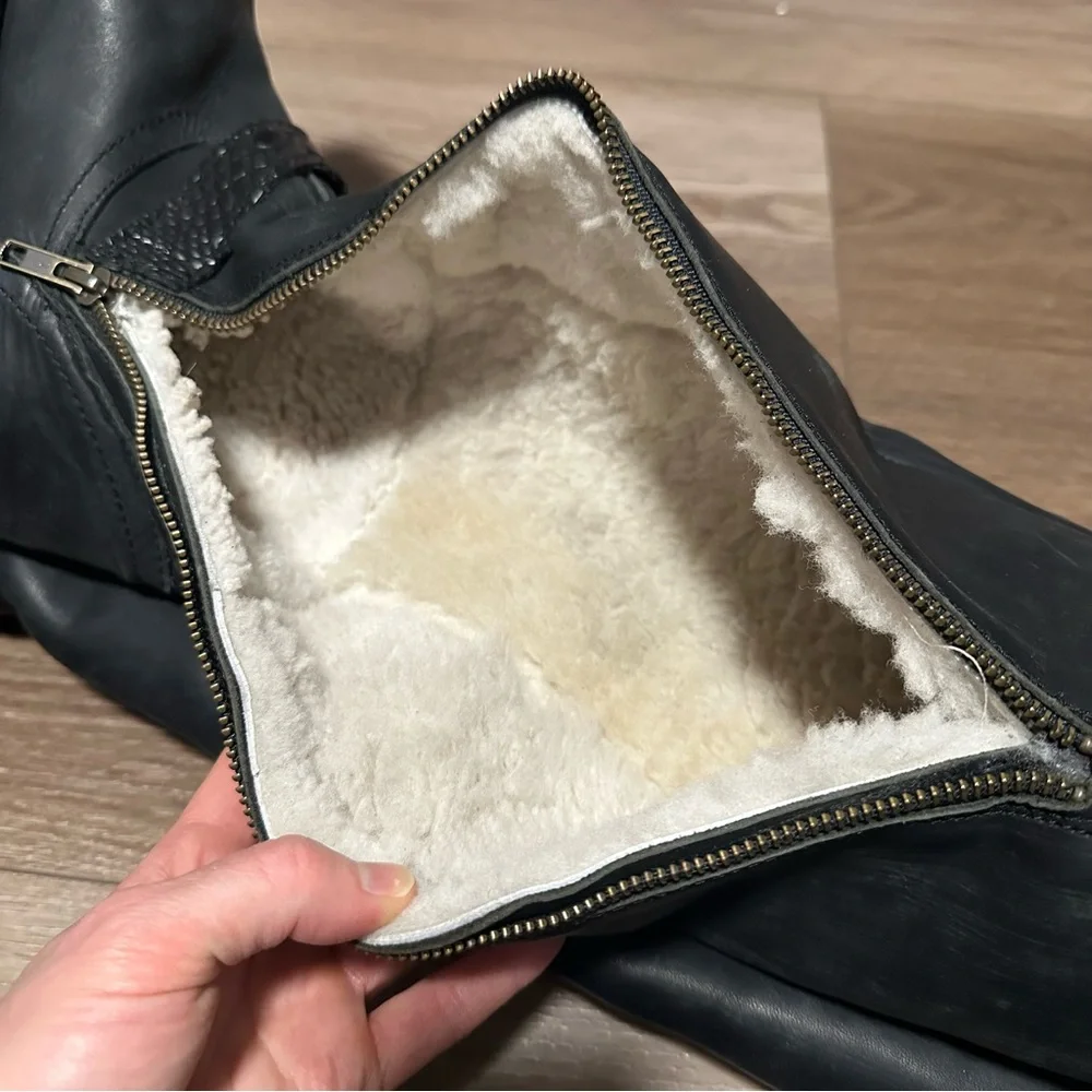 Freebird Denmark Boots tall over the knee leather shearling lined warm